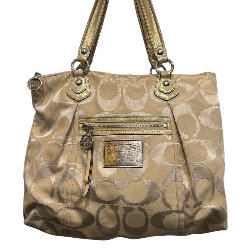 Coach y2k poppy Metallic Gold Logo Shoulder Bag 2 hangtags silver handbag
